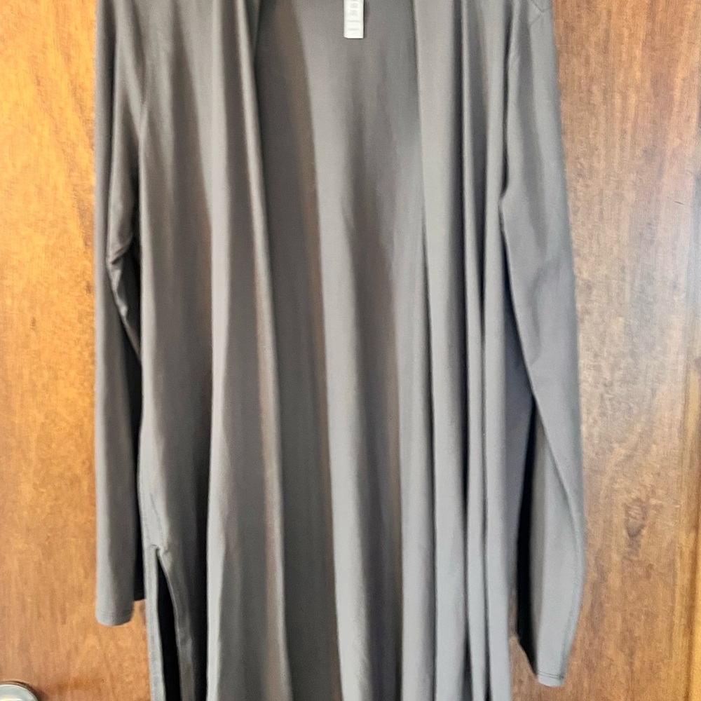 Long Open Front Cardigan in Gray
